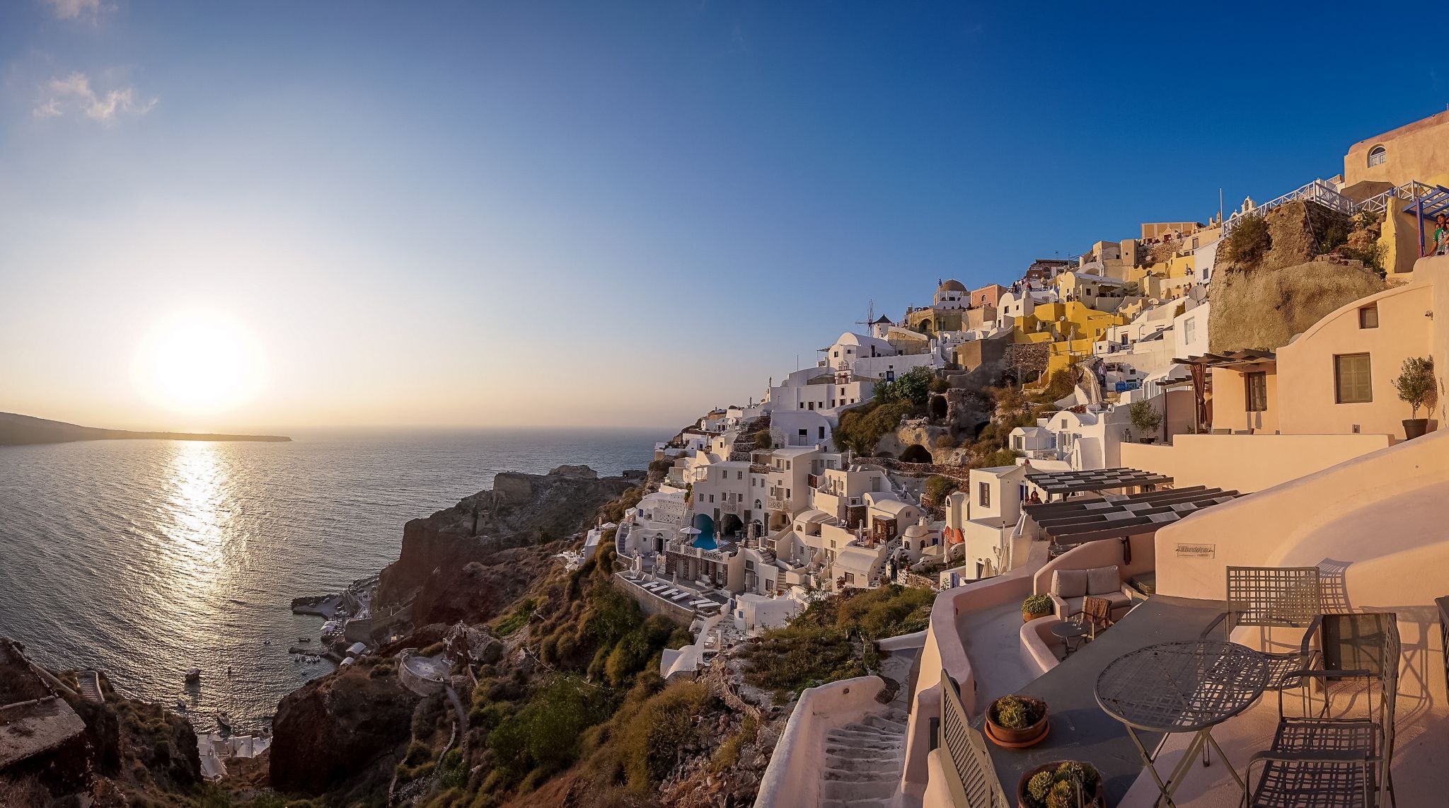 Iconic view of Oia, Santorini , Greece