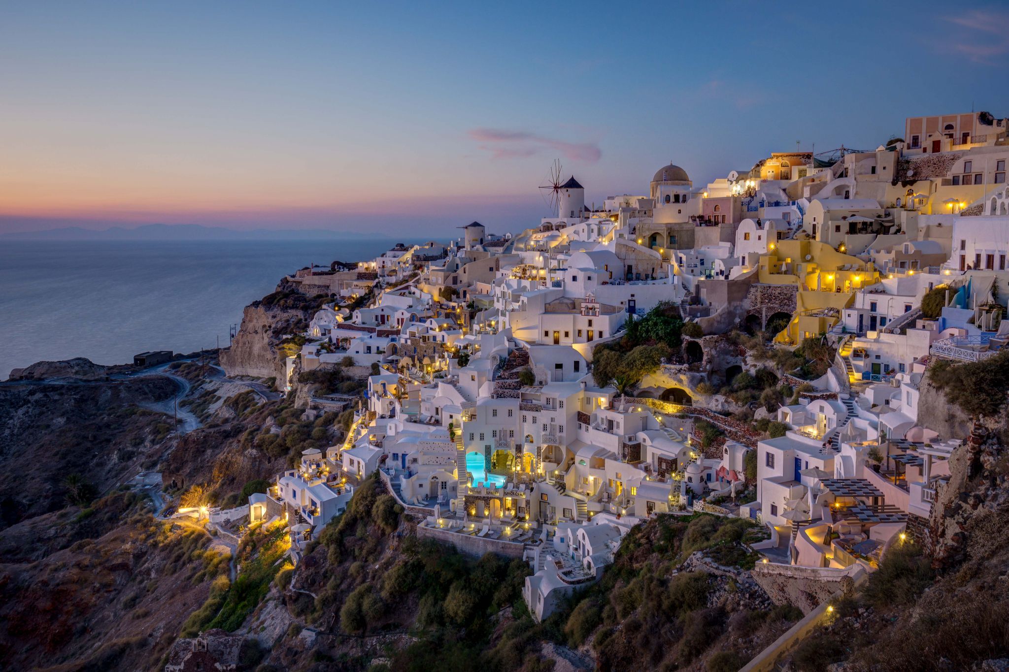Iconic view of Oia, Santorini , Greece