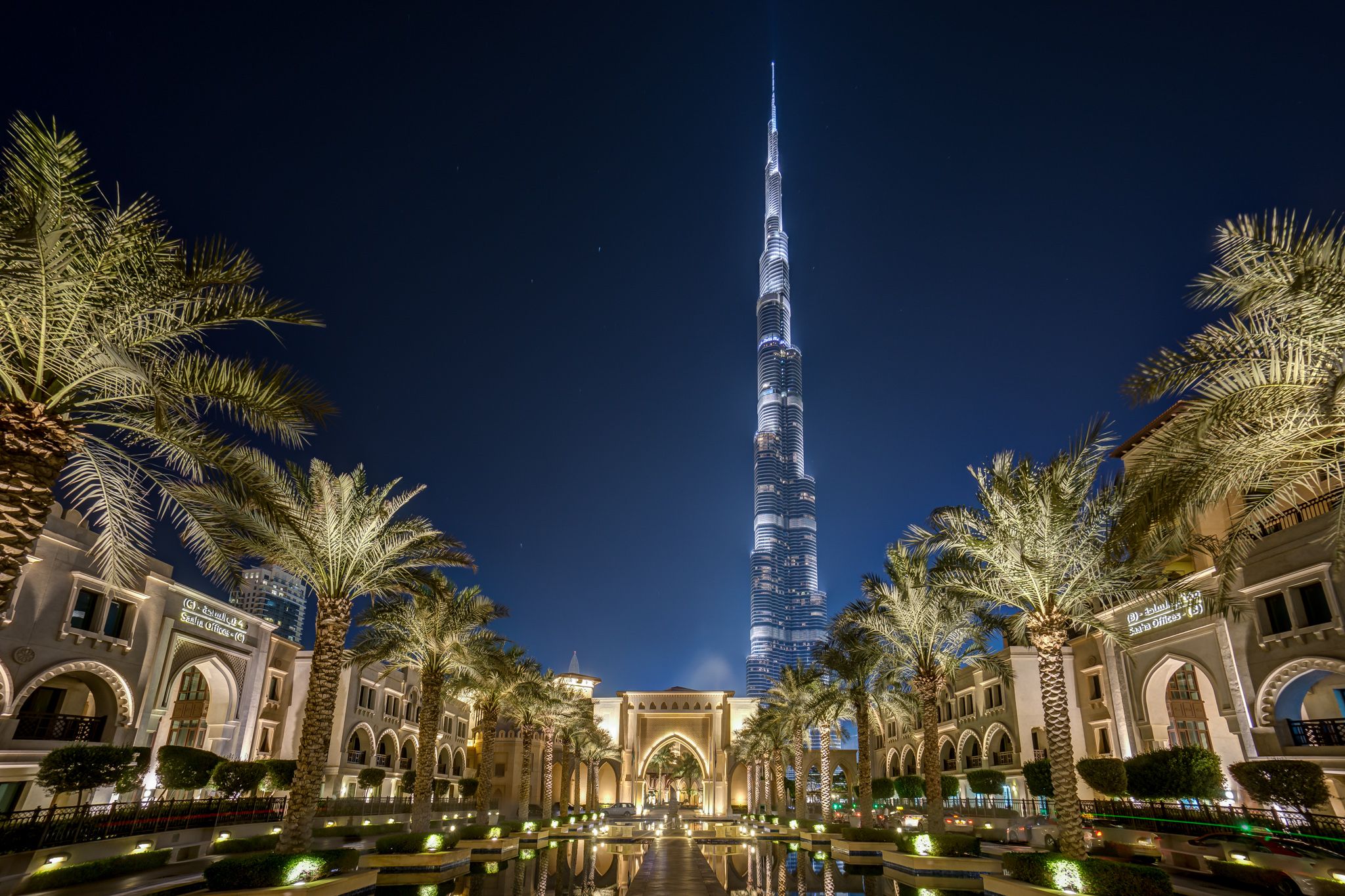 Palace Pool with Burj Khalifa, Dubai, United Arab Emirates