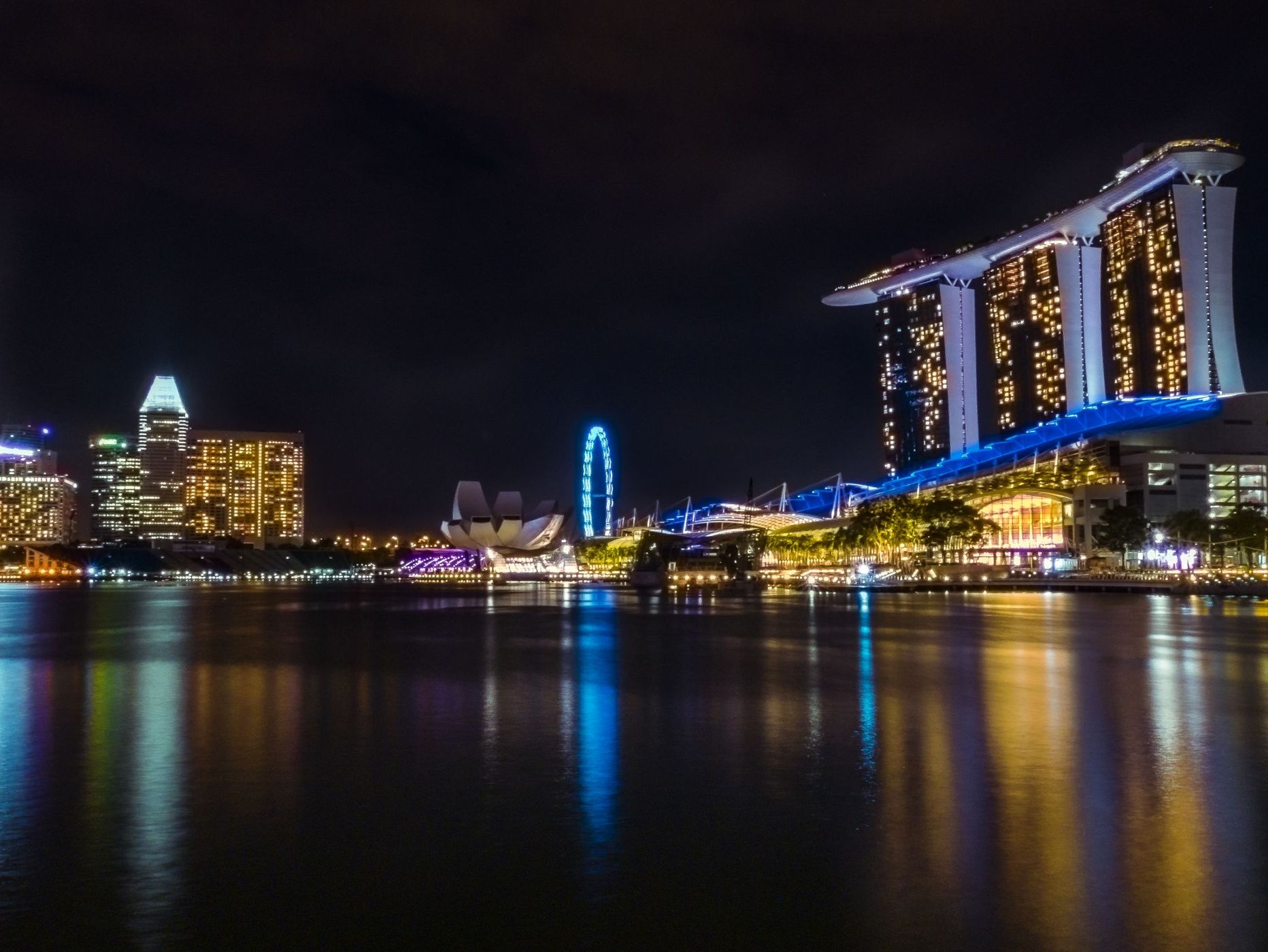 Laser Show at Marina Bay from Esplanade Bridge, Singapore