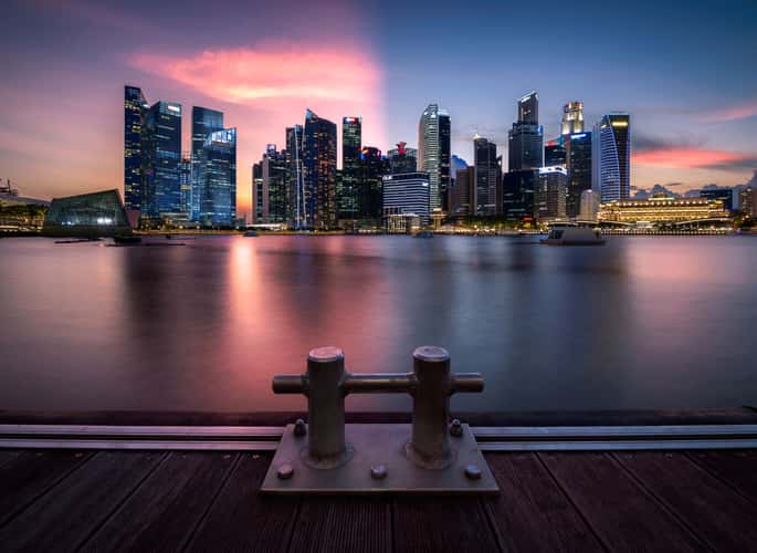 singapore skyline with docking foreground