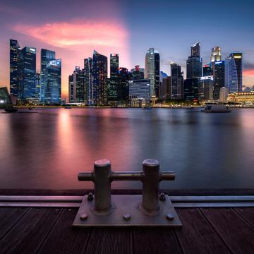 singapore skyline with docking foreground, Singapore