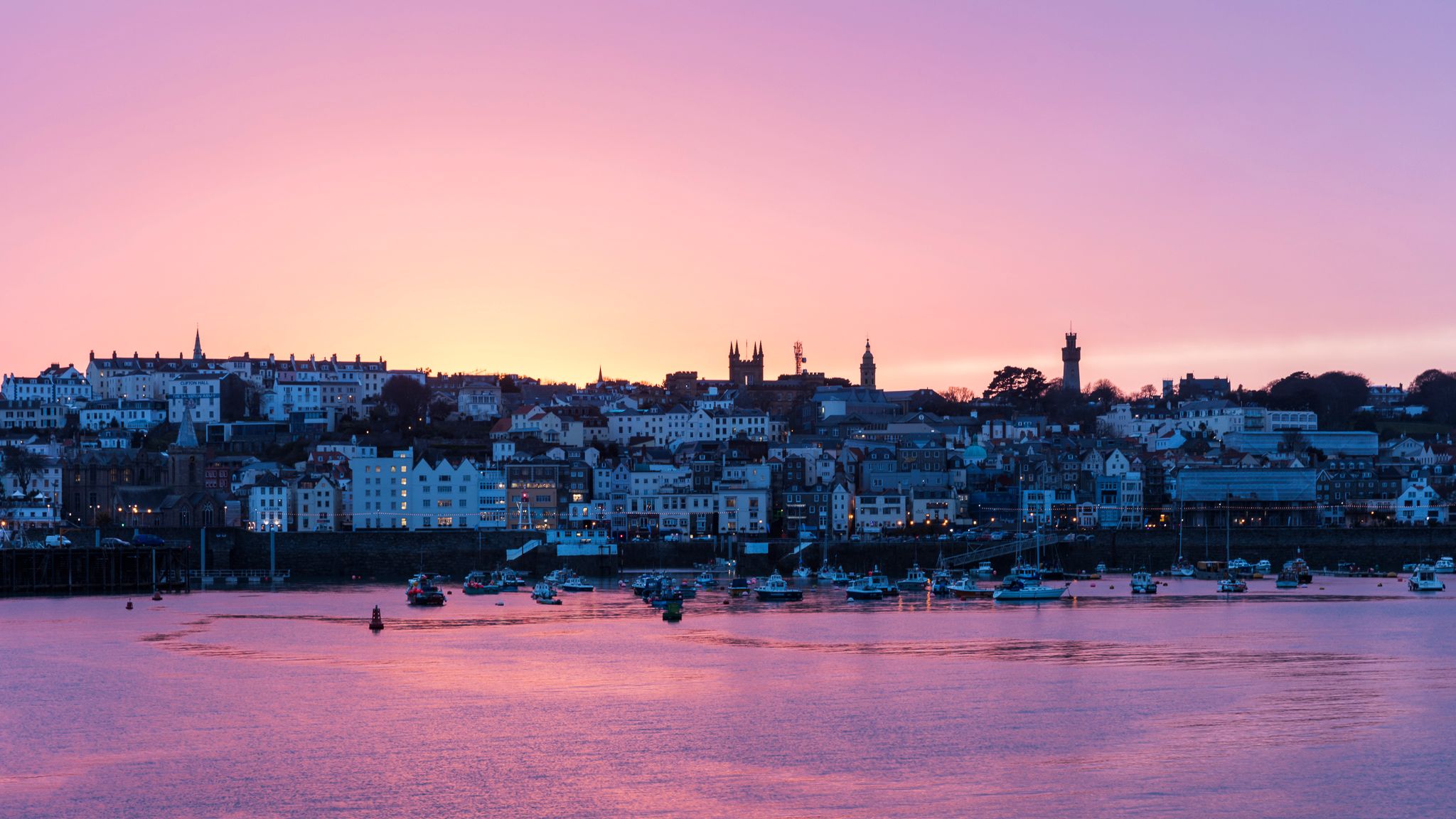 Pier view of Saint Peter Port, Guernsey, United Kingdom