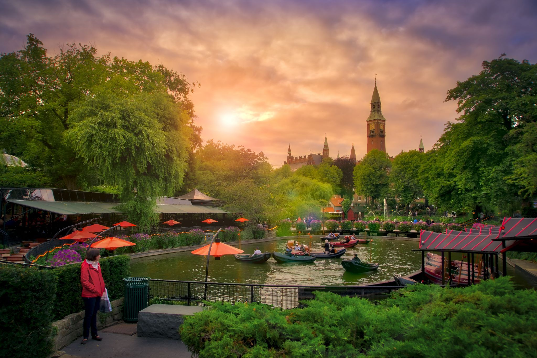 Sunset at Tivoli Garden, Copenhagen, Denmark