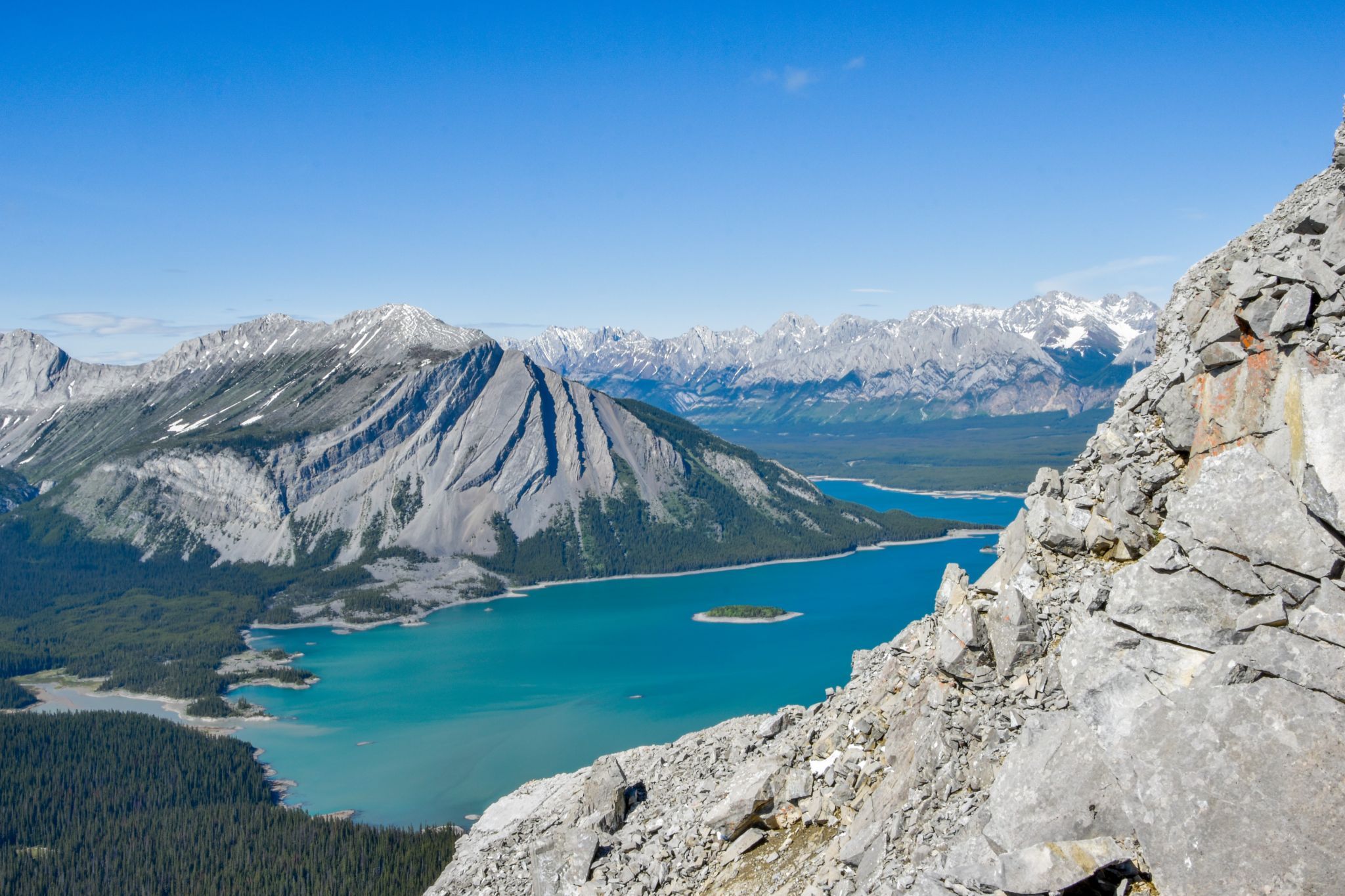 View of Upper Kananaskis Lake from Mount Sarrail, Canada
