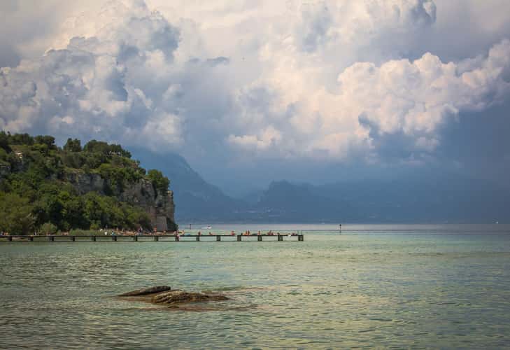 View to rocks and lake