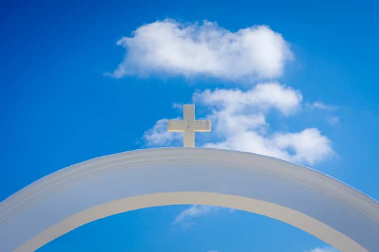 Withe chapel in IO Santorini