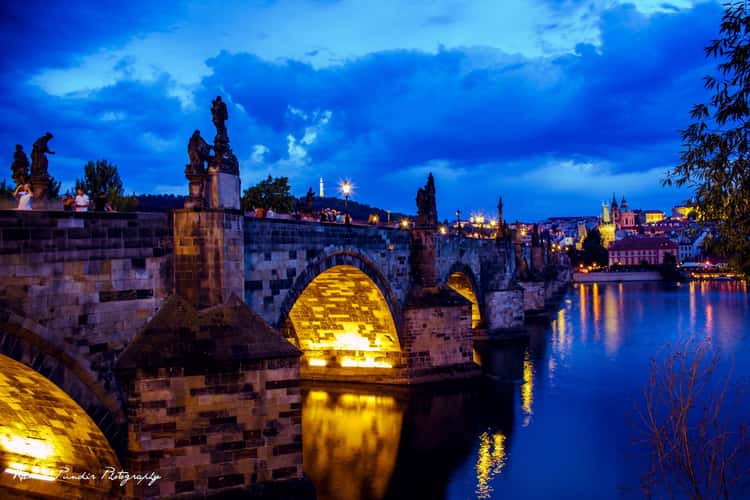Charles Bridge and Old Town Panorama over the river