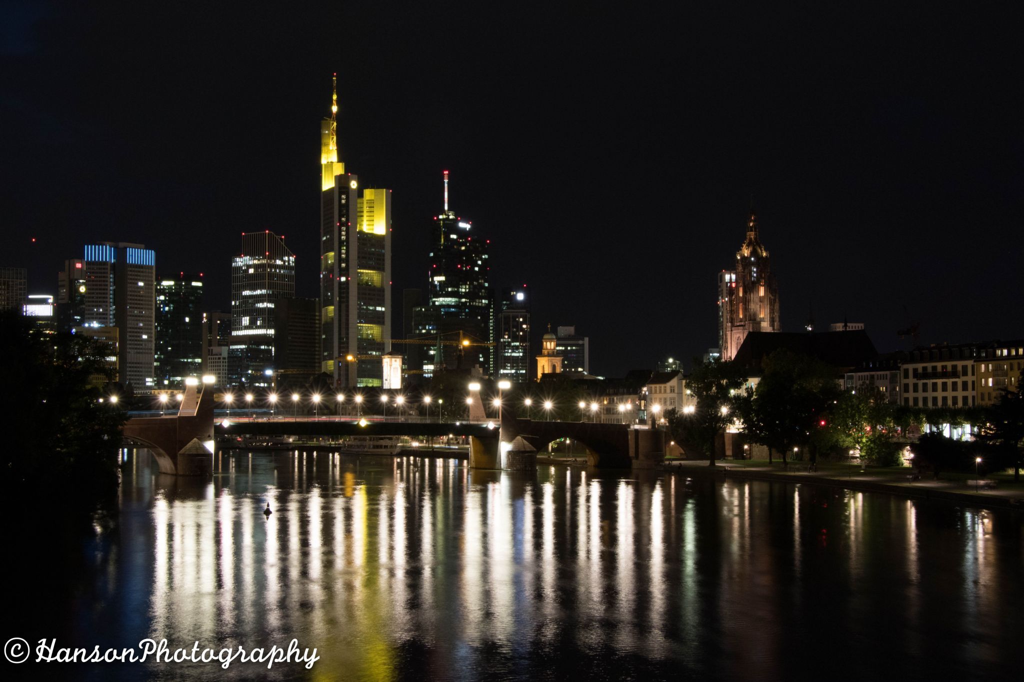 View from “Deutschherrenbridge“, Frankfurt am Main, Germany