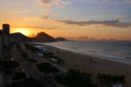 Sunrise over Copacabana beach from one of the hotels.