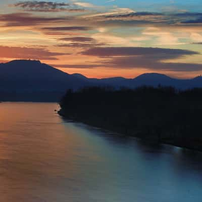 Sunrise Siebengebirge and Rhine, Germany