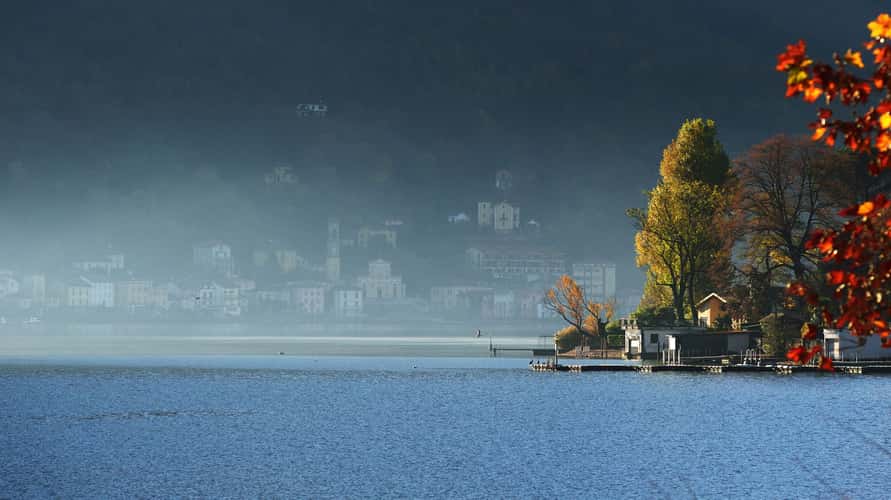 the lake of Lugano (CH) from Lavena and Porto Ceresio (IT)