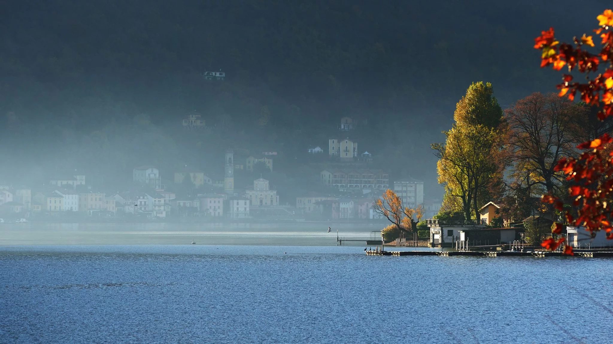 the lake of Lugano (CH) from Lavena and Porto Ceresio (IT), Italy