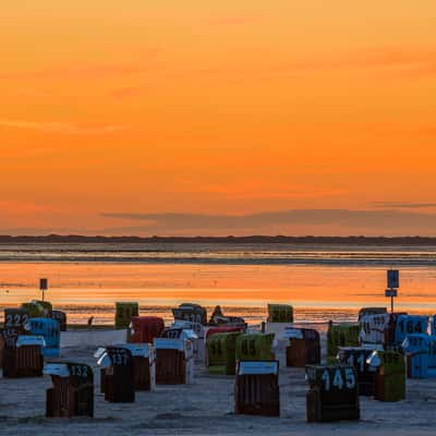 Afterglow at Neuharlingersiel Beach, Germany