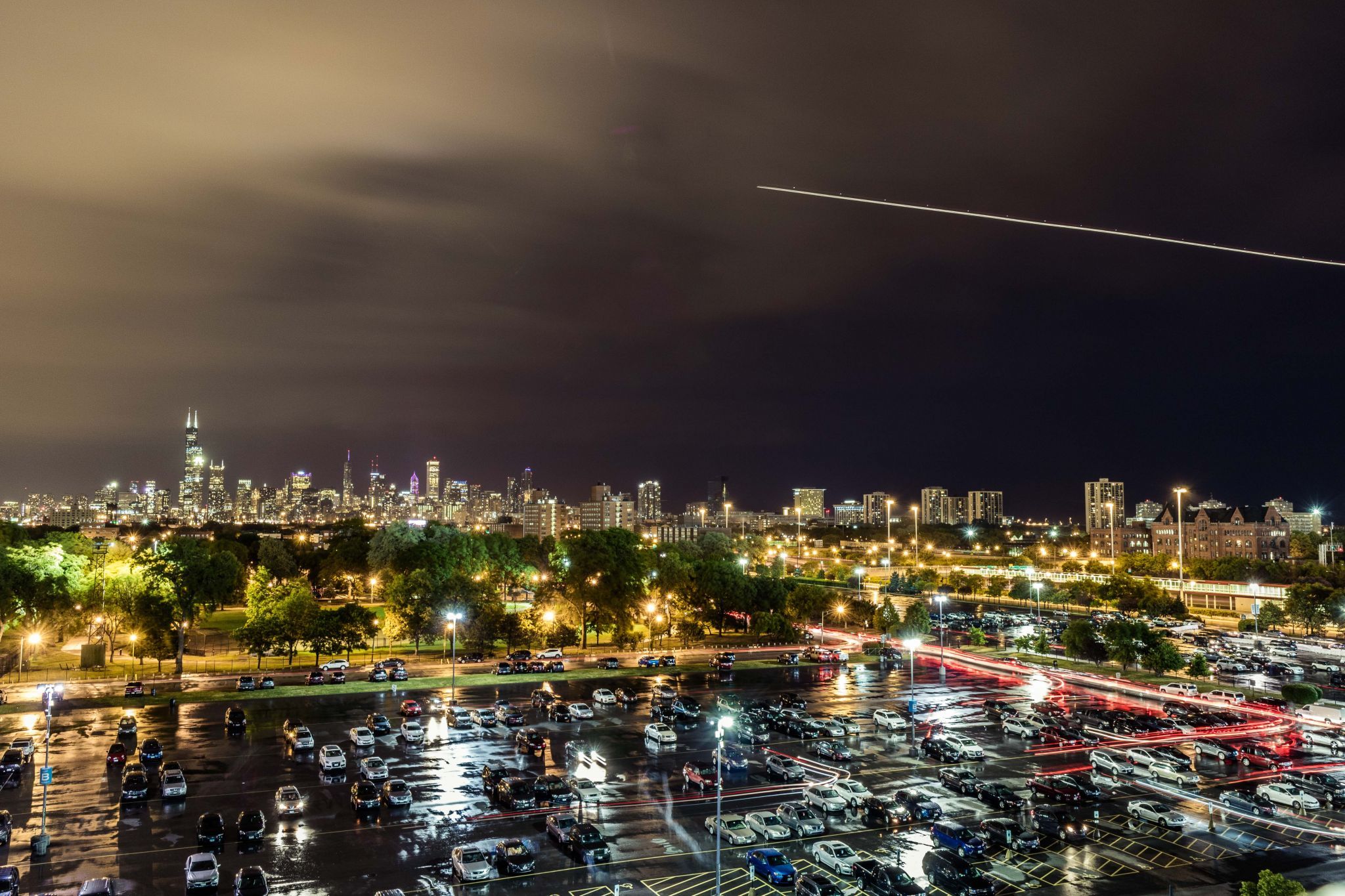 Chicago Skyline from White Sox Stadium, USA