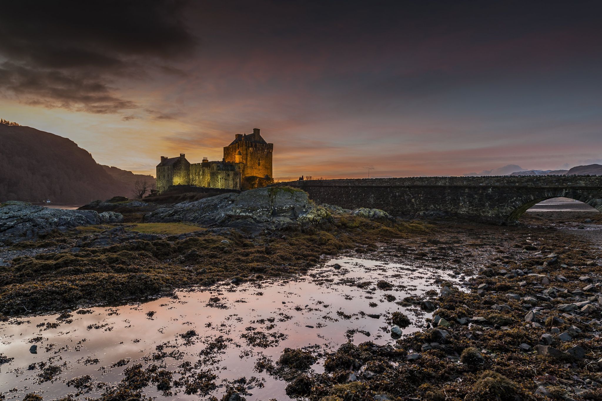 Side view of Eilean Donan Castle, Scotland, United Kingdom