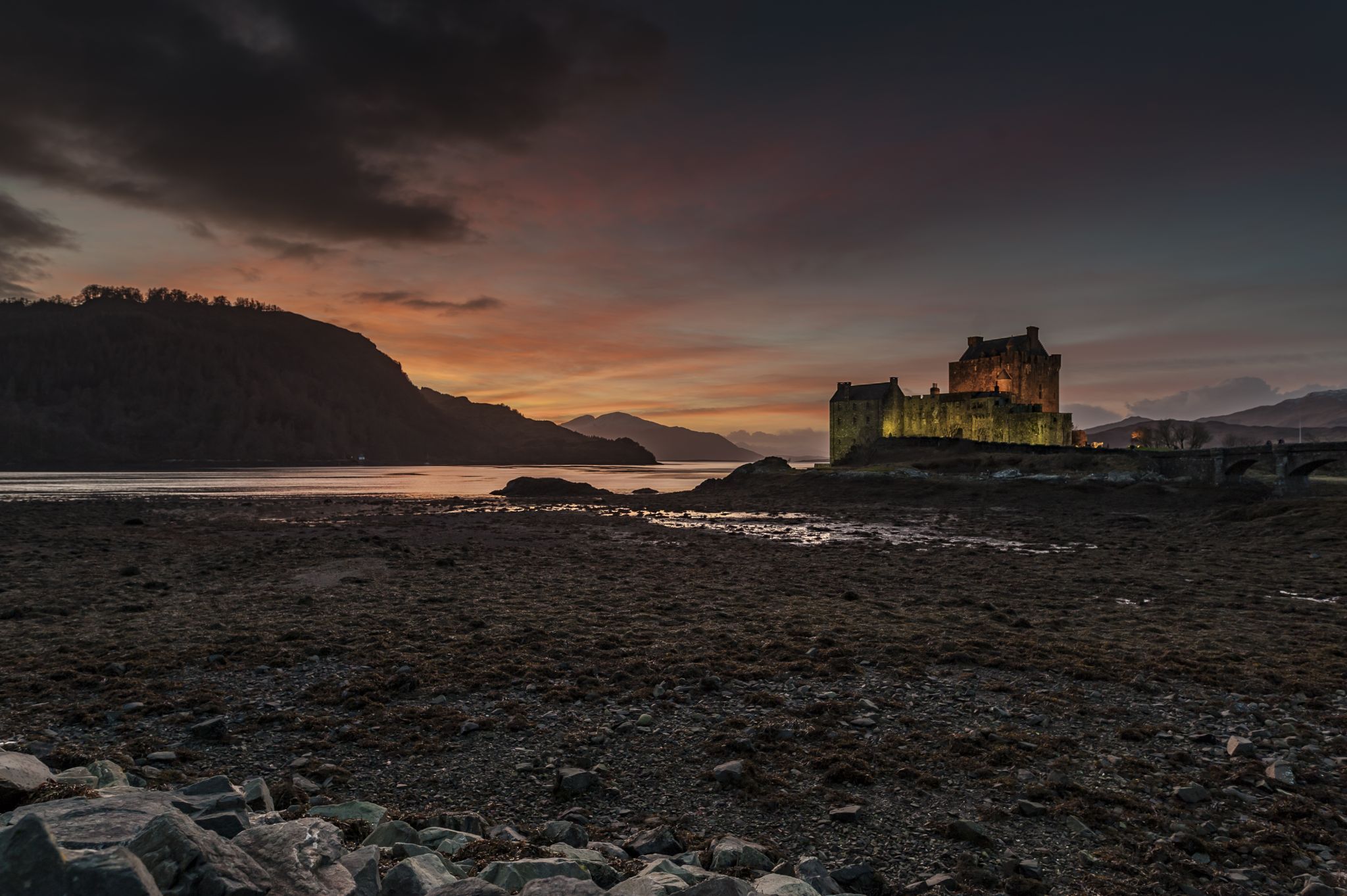 Side view of Eilean Donan Castle, Scotland, United Kingdom