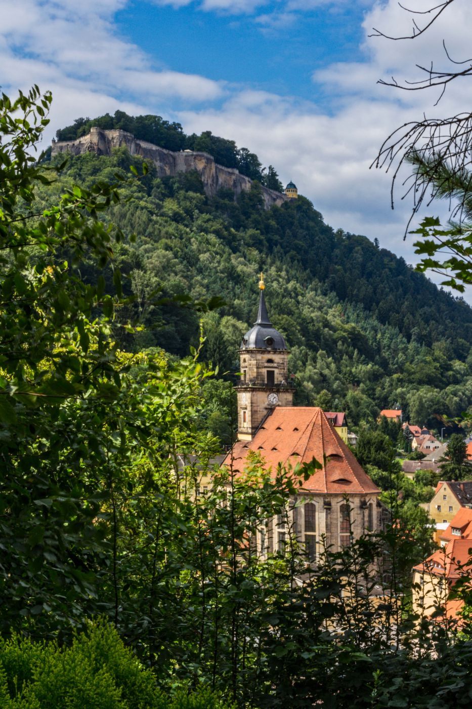 Königstein (Sachsen) with Königstein Fortress, Germany