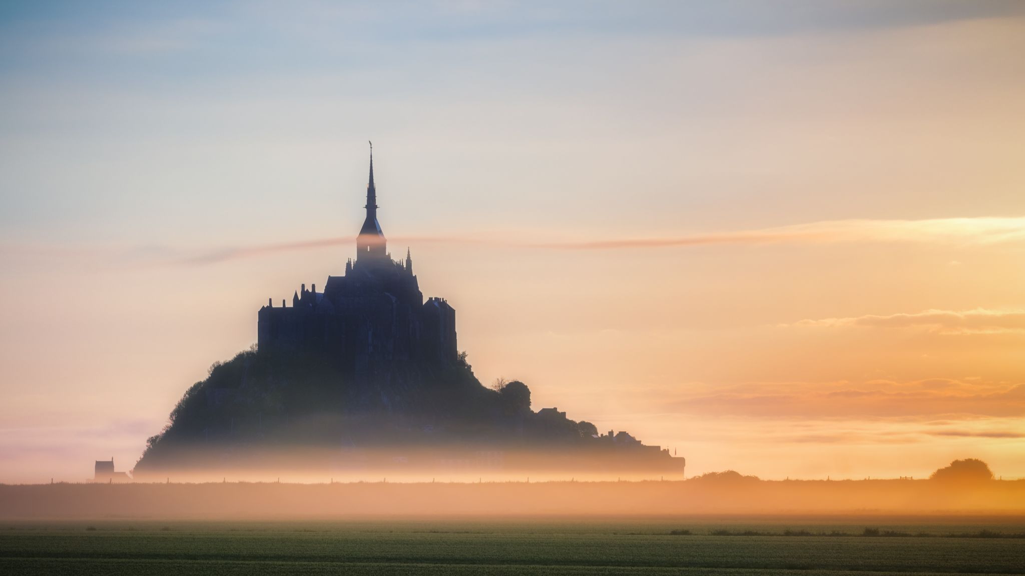 Mont Saint Michel at sunrise, France