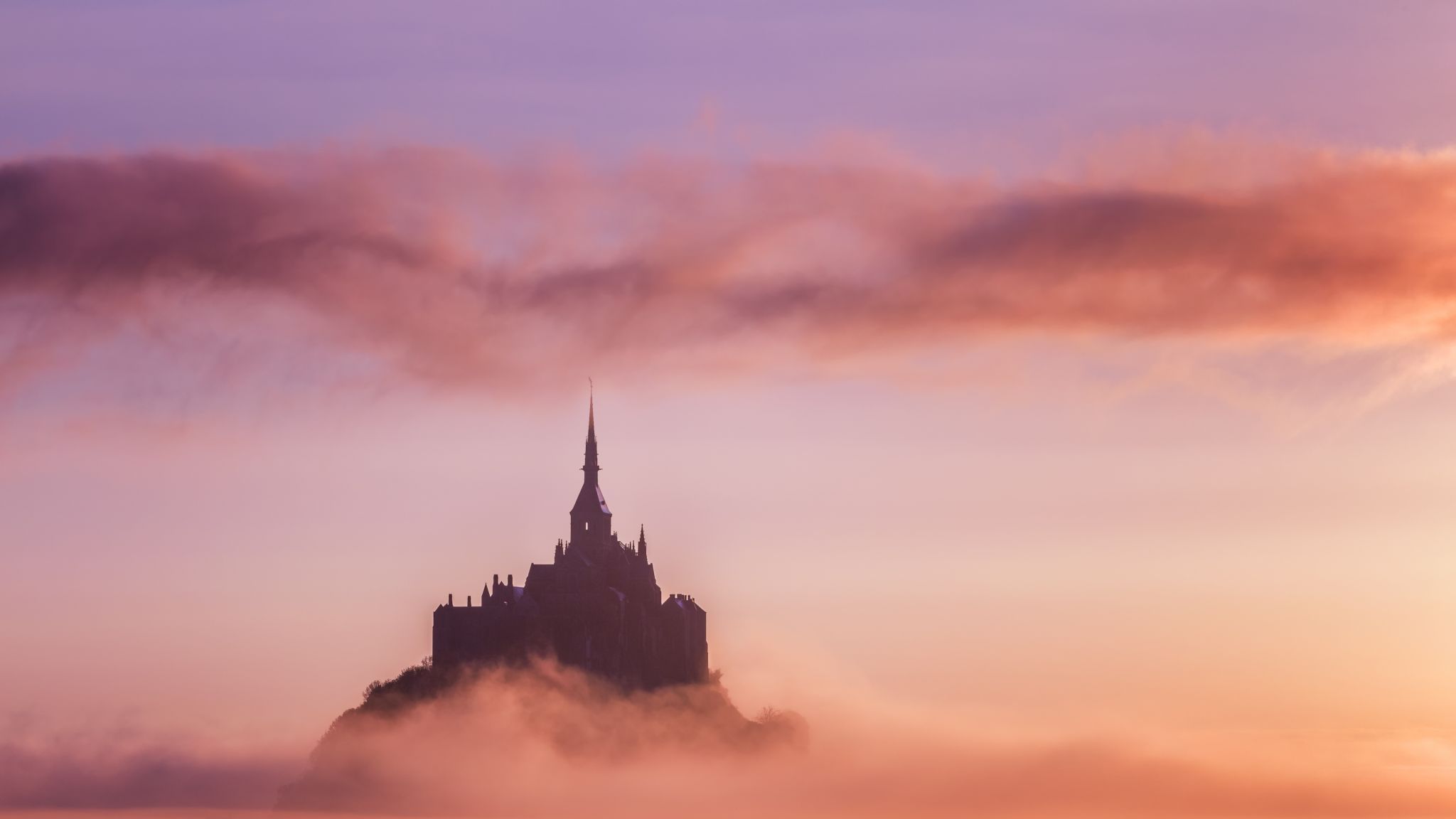 Mont Saint Michel at sunrise, France