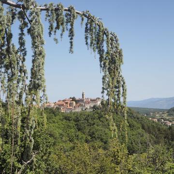 Old town of Labin from cemetry, Croatia