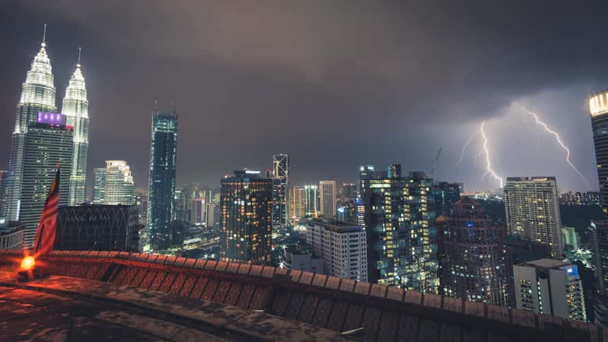 Skybar view over Kuala Lumpur Skyline