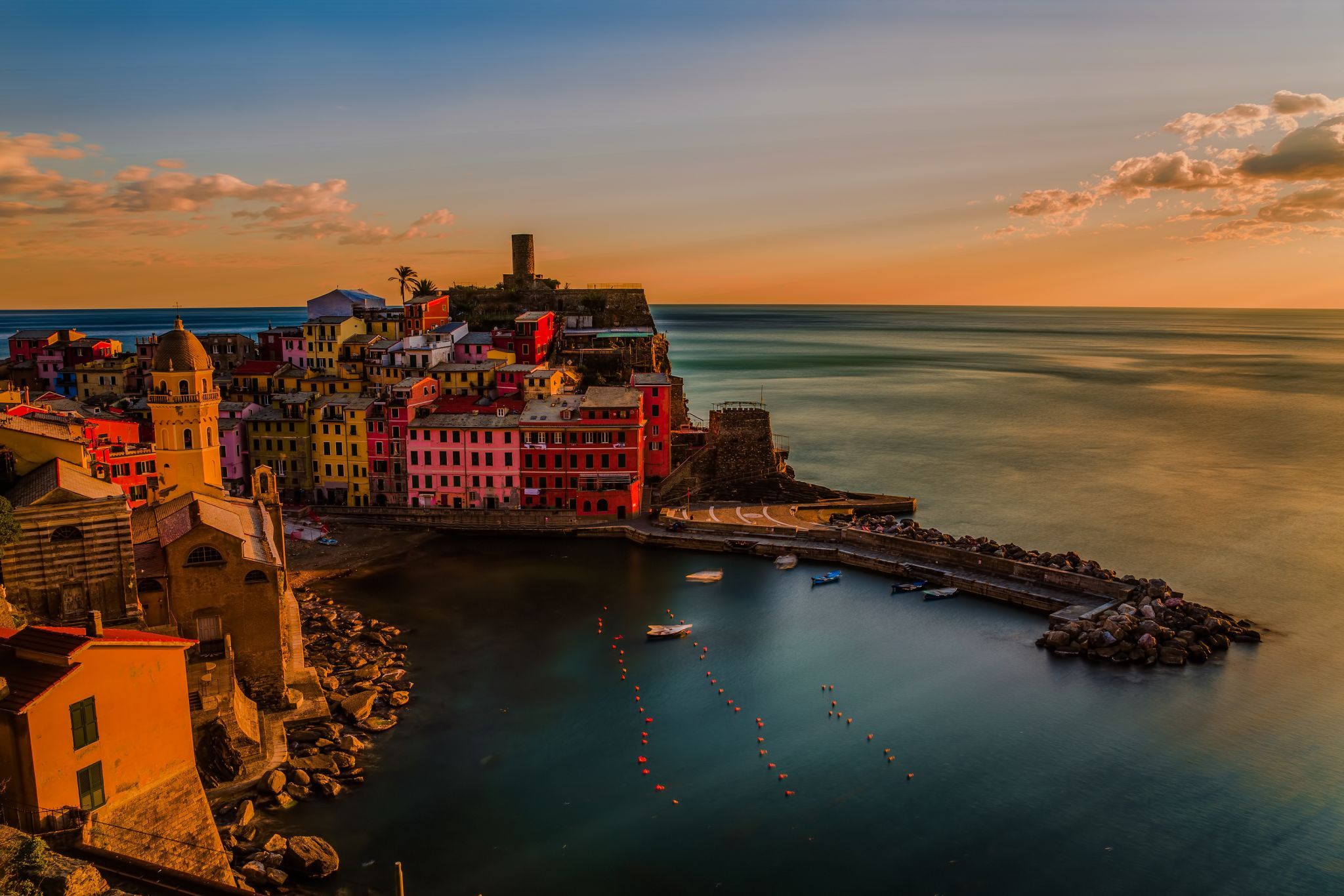 Sunset on Vernazza, Italy