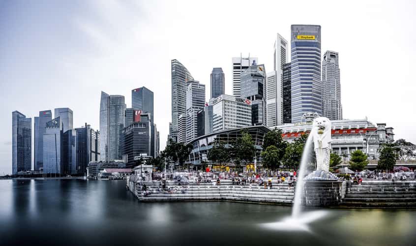 The Merlion Spouting Water