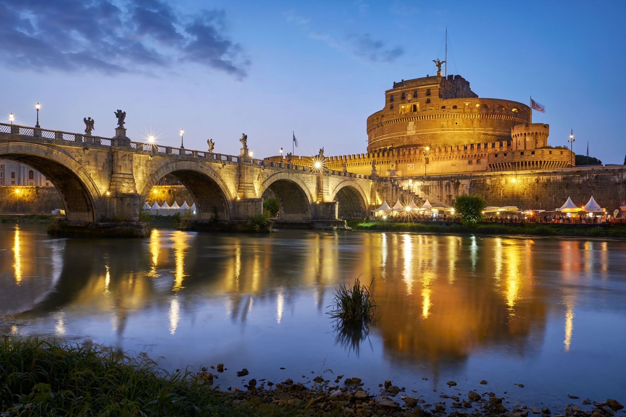 River view of Castle Sant'Angelo, Rome, Italy