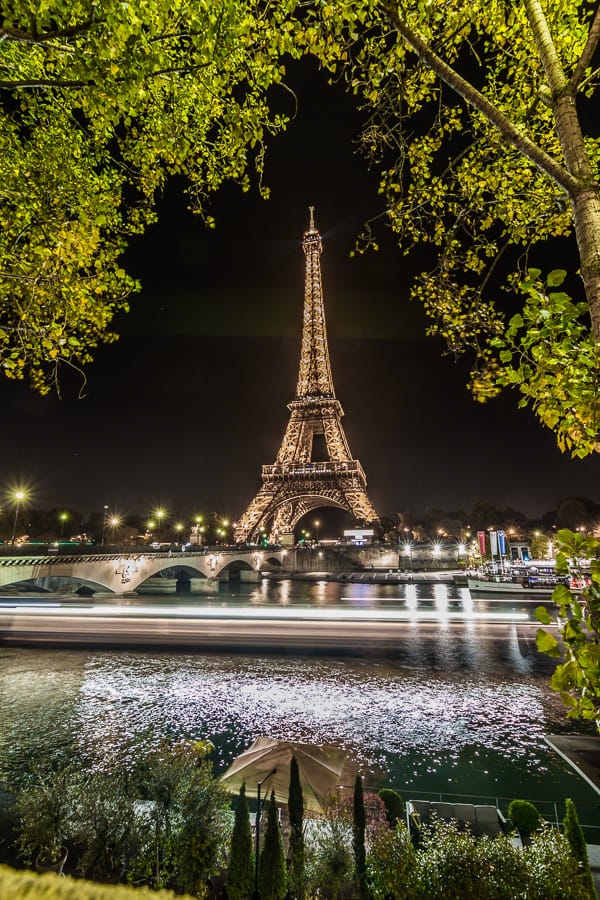 Eiffel tower seen from Port Debilly, Paris, France