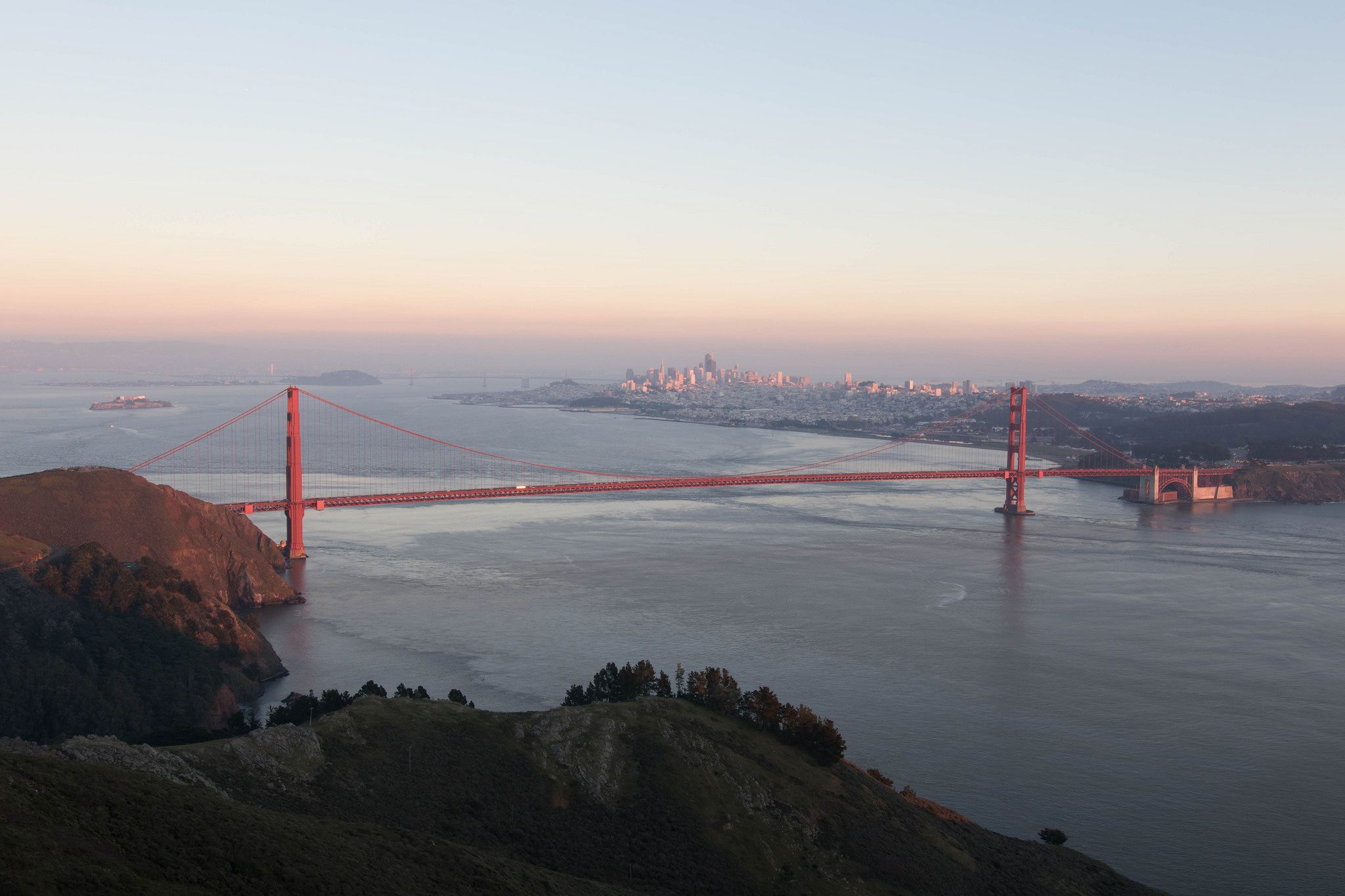 Golden Gate Bridge with San Francisco and Alcatraz, USA