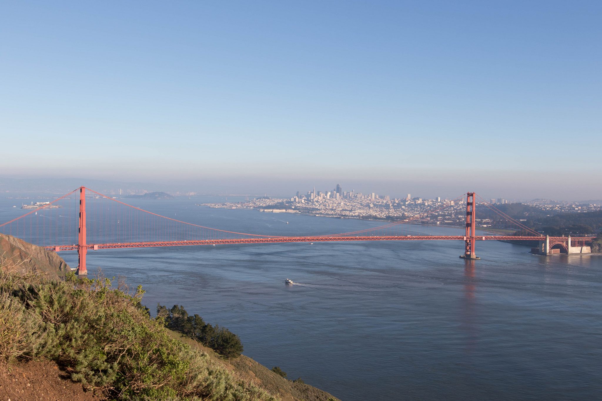 Golden Gate Bridge with San Francisco and Alcatraz, USA