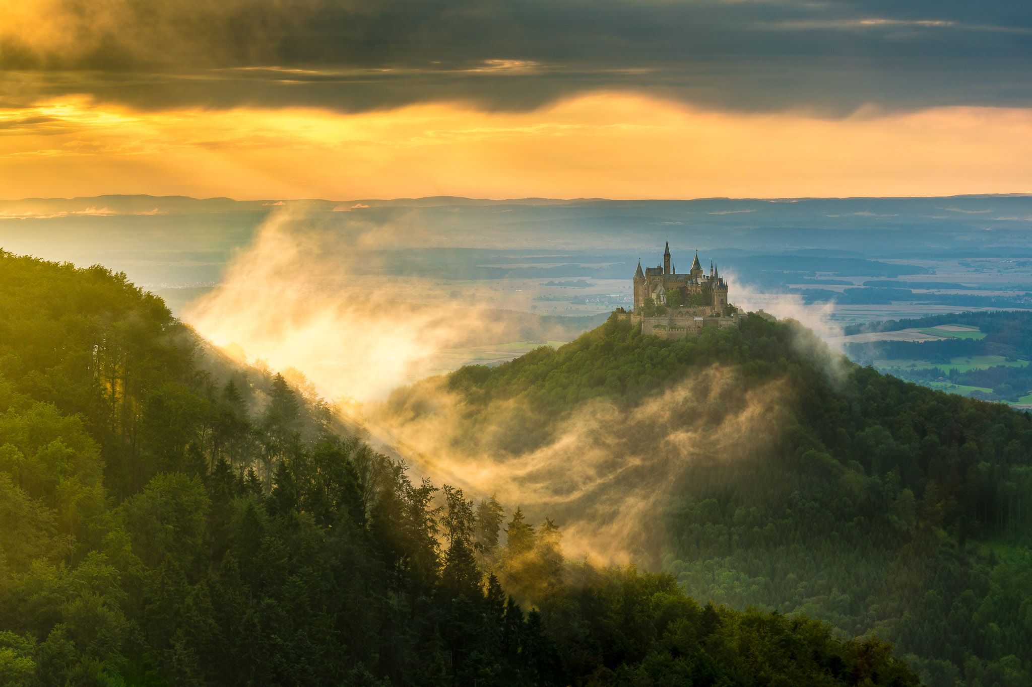 The view on Hohenzollern Castle from Zellerhorn Gipfel, Germany