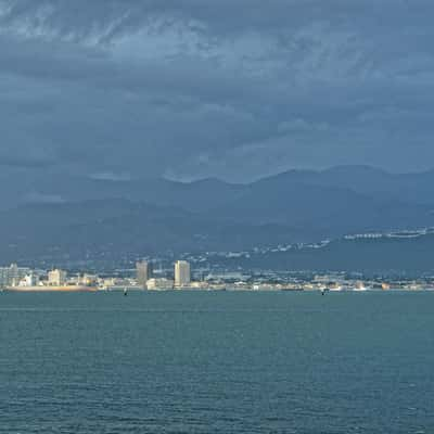 Kingston (Jamaica) seen from the Palisadoes tombolo, Jamaica