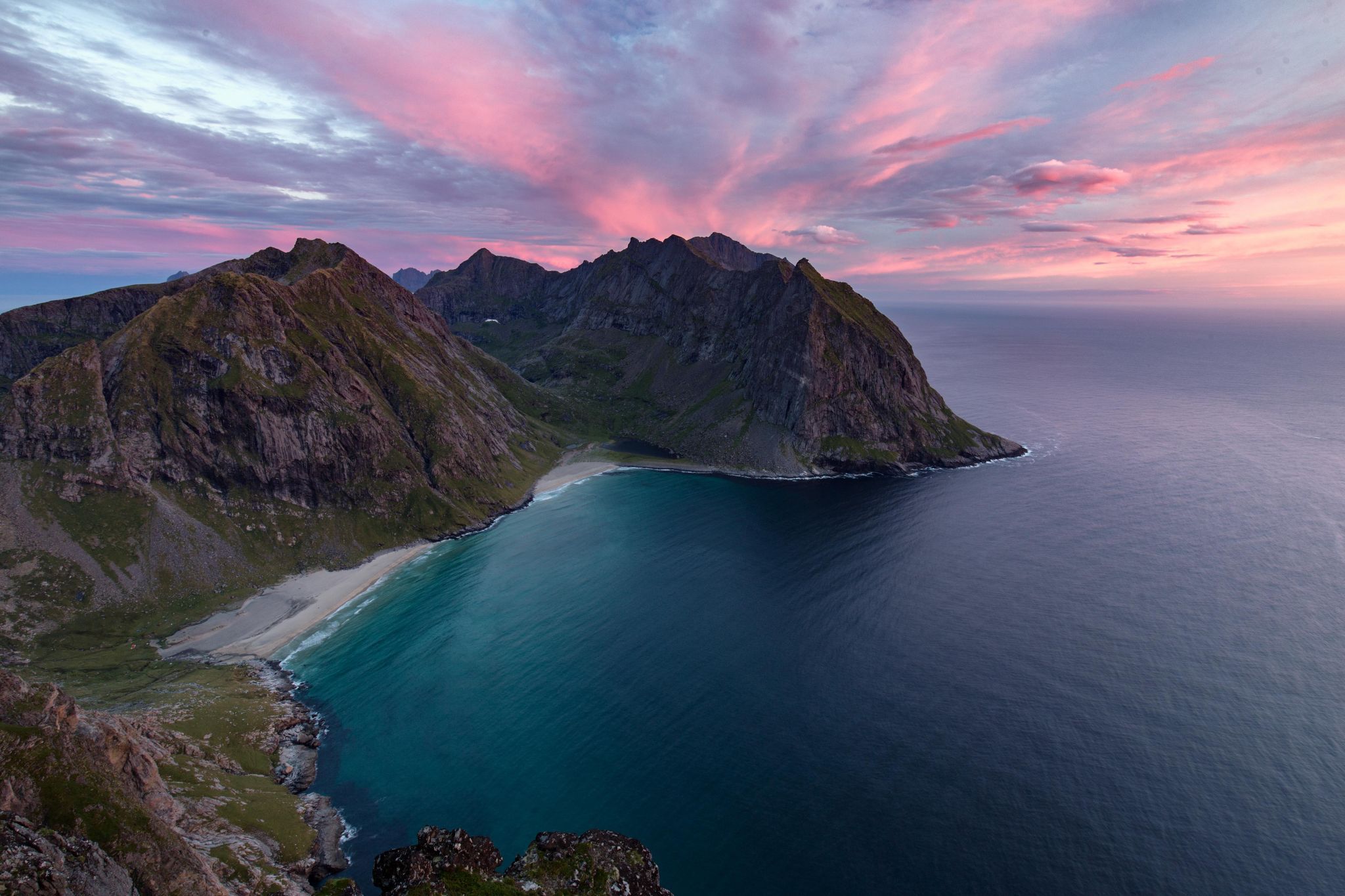 Kvalvika Beach from Mt. Ryten, Lofoten, Norway