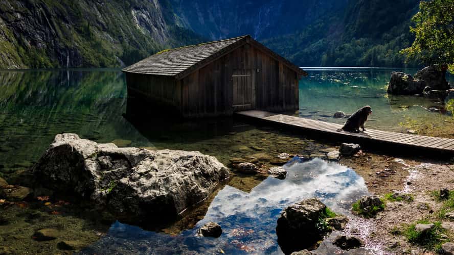 Boathouse at Lake Obersee, Bavaria