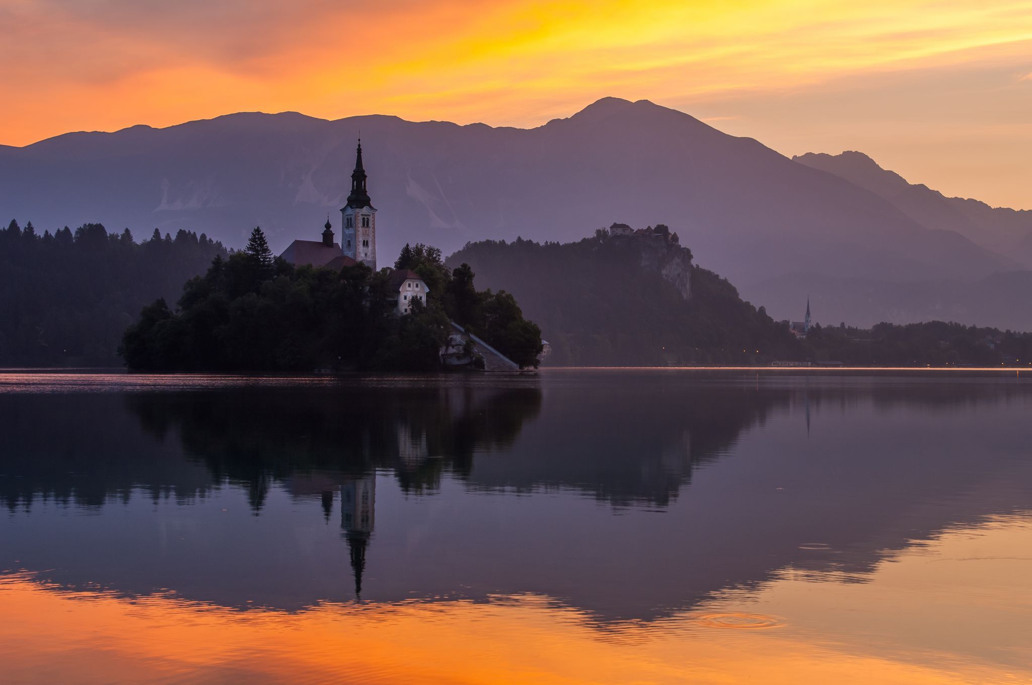 Lake Bled - Wooden Jetty - Rock covered with coins, Slovenia