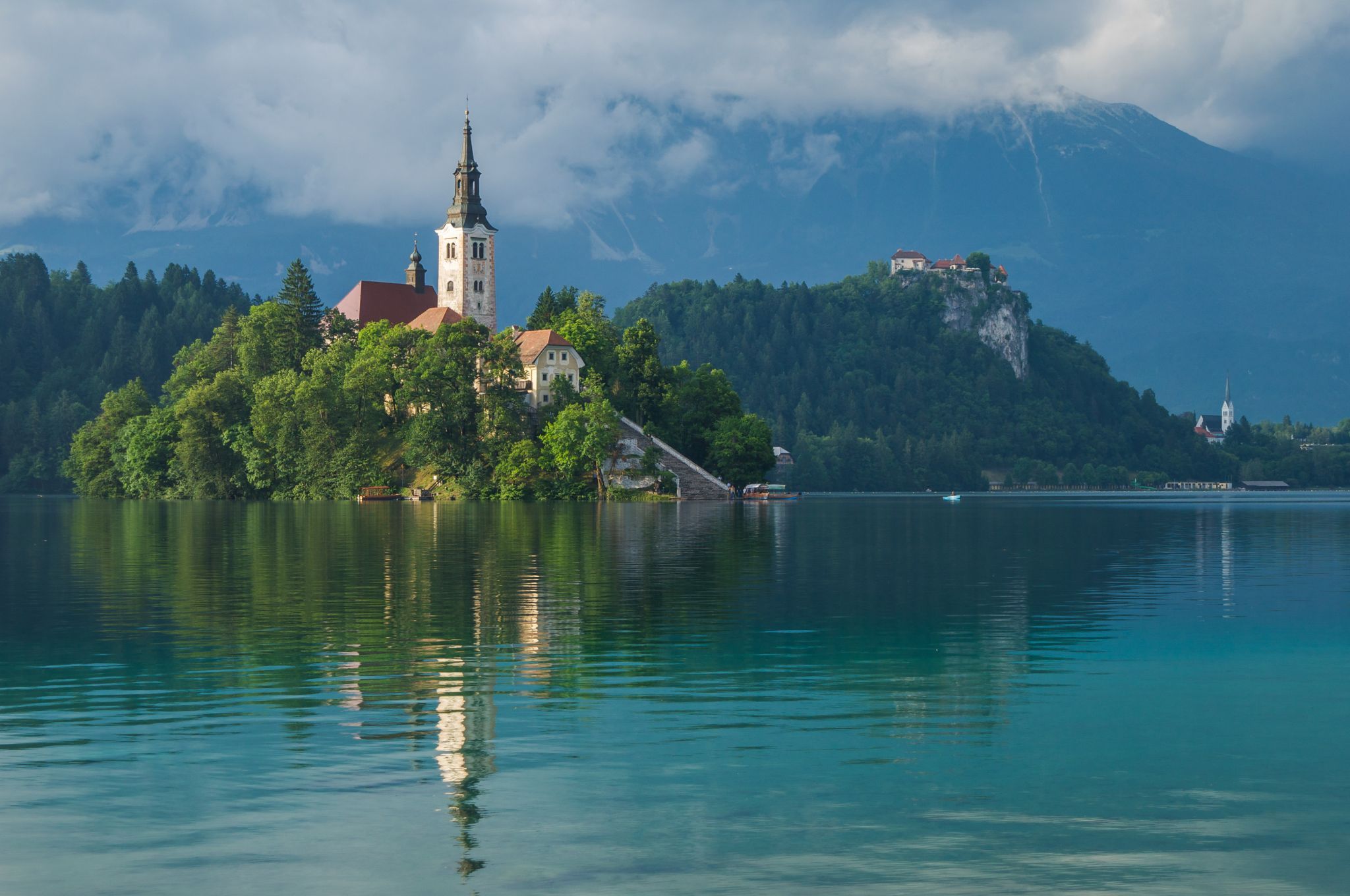 Lake Bled - Wooden Jetty - Rock covered with coins, Slovenia