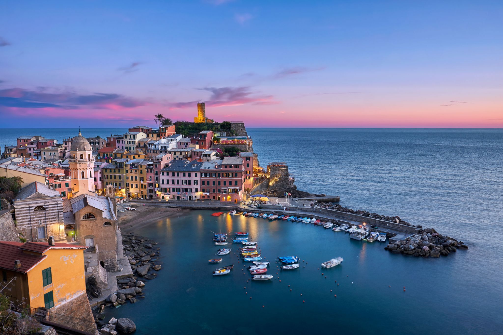 Sunset on Vernazza, Italy