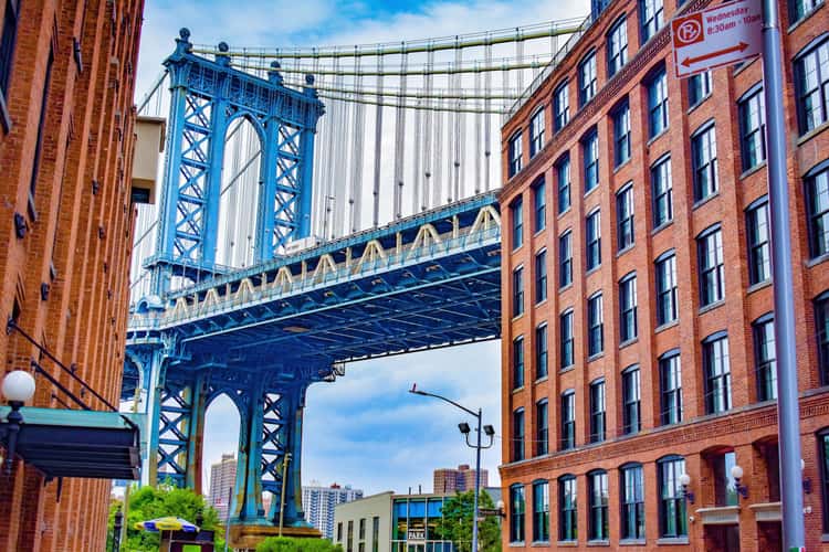 Manhattan Bridge from Washington St., New York City