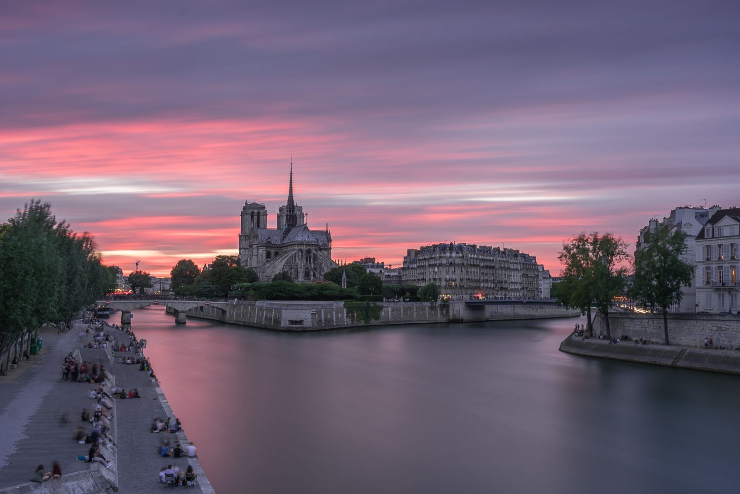 Notre-Dame cathedral from La Tournelle bridge, Paris, France