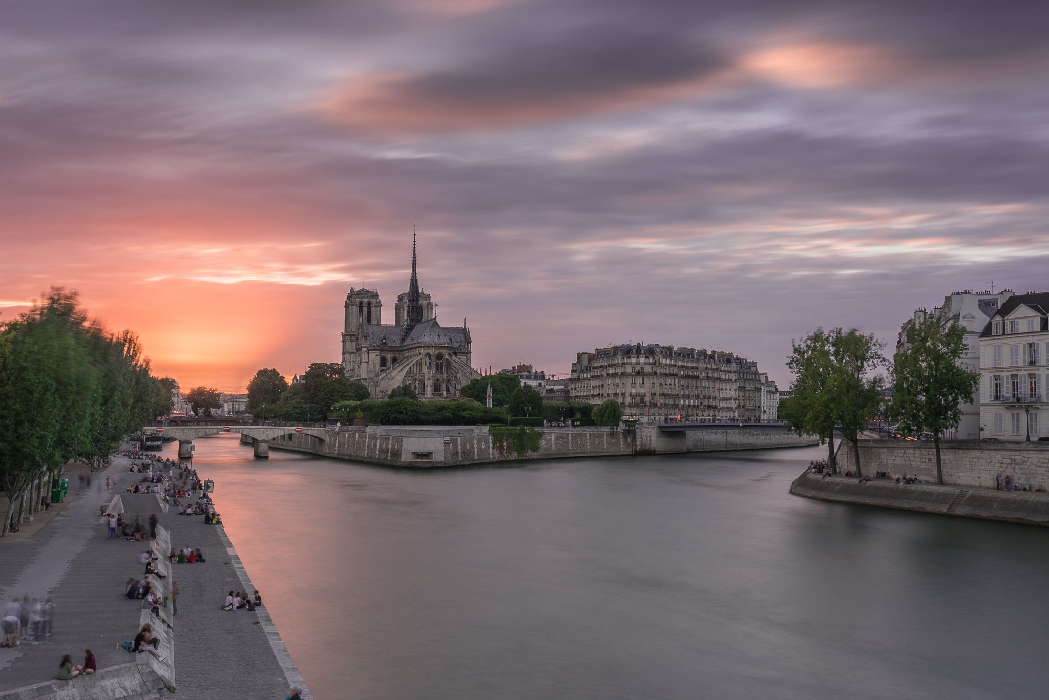 Notre-Dame cathedral from La Tournelle bridge, Paris, France
