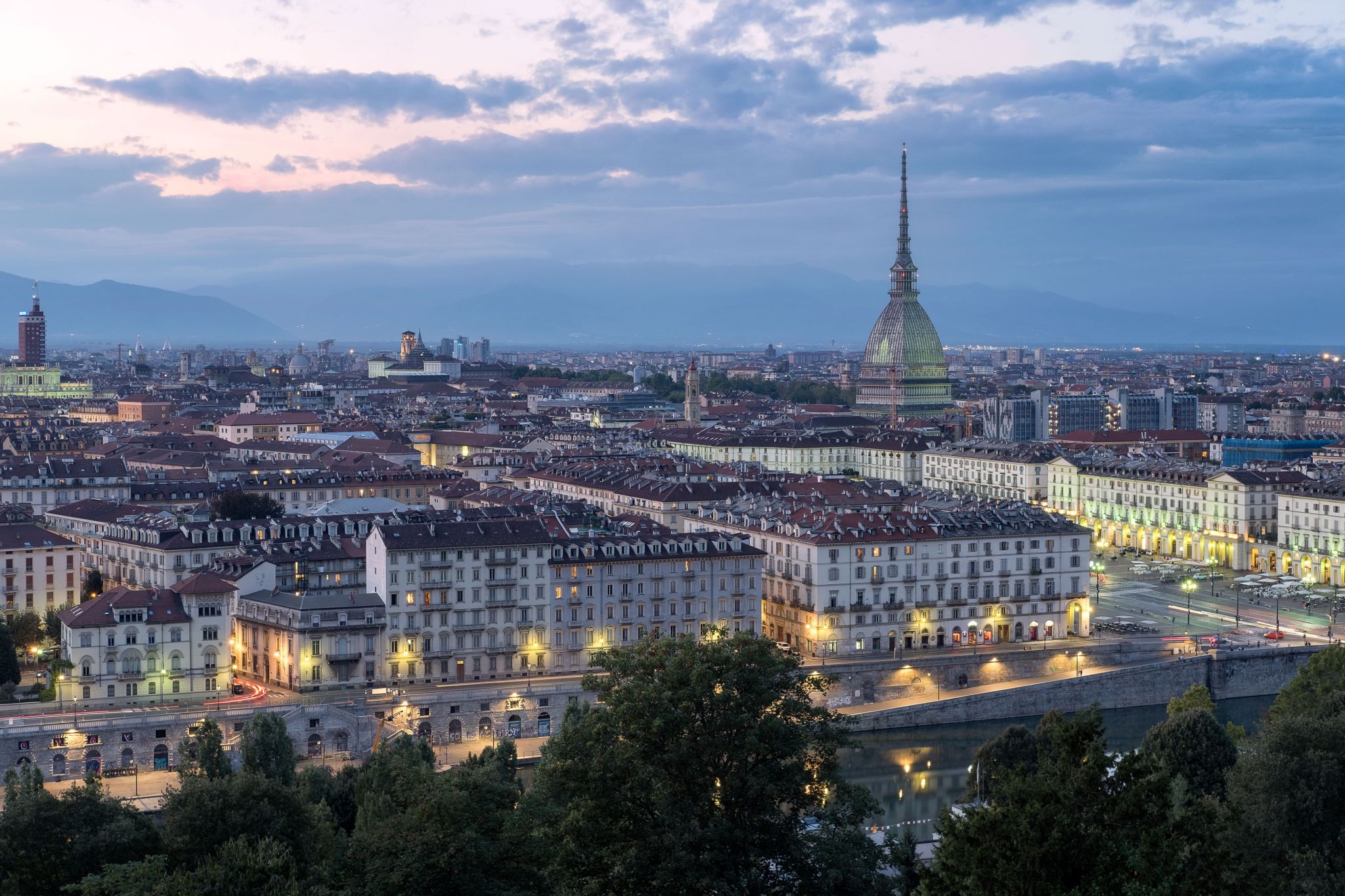 Piazza Vittorio Veneto from Monte dei Cappuccini, Italy