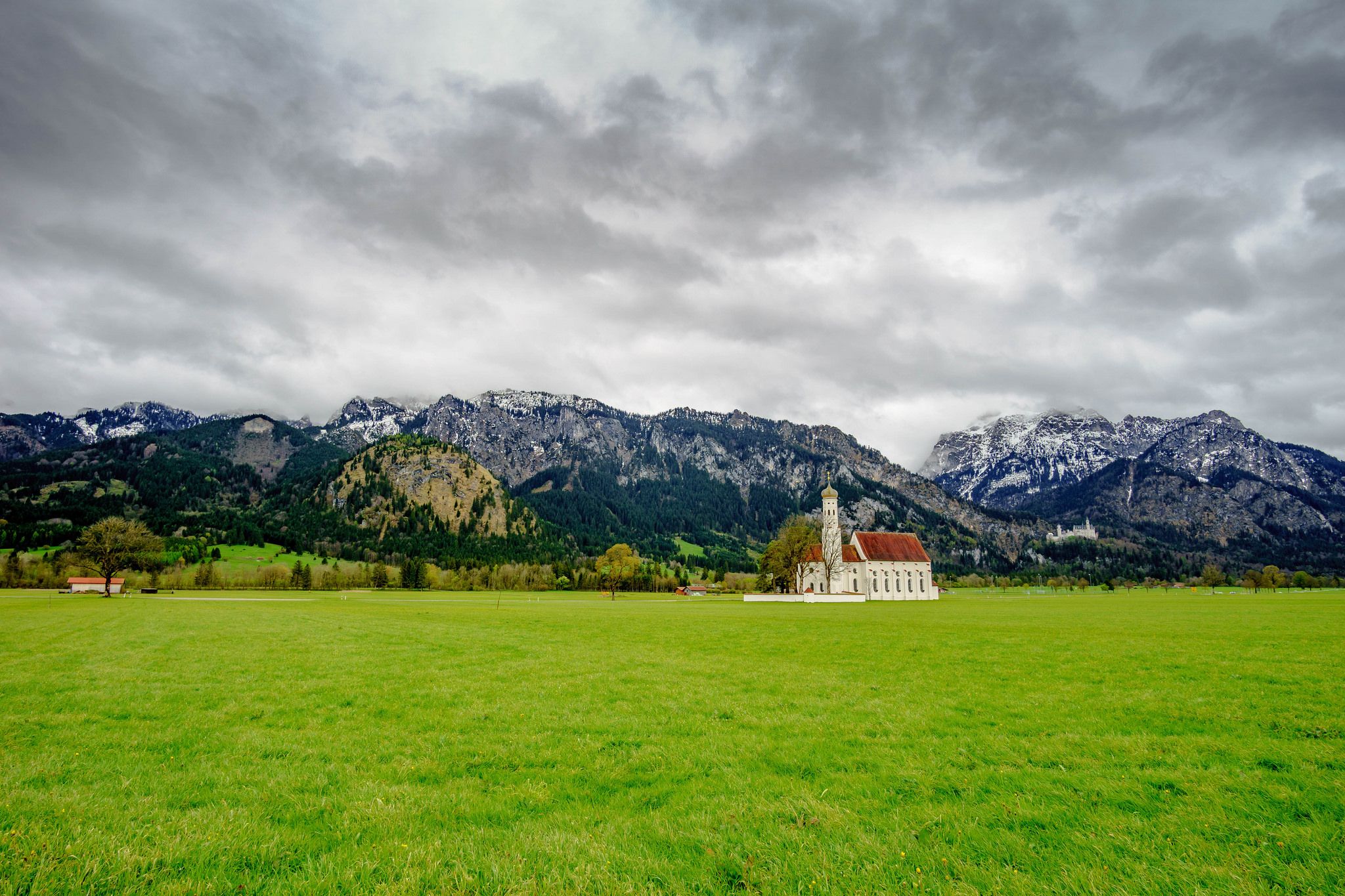 St. Coloman Church with Neuschwanstein, Bavaria, Germany