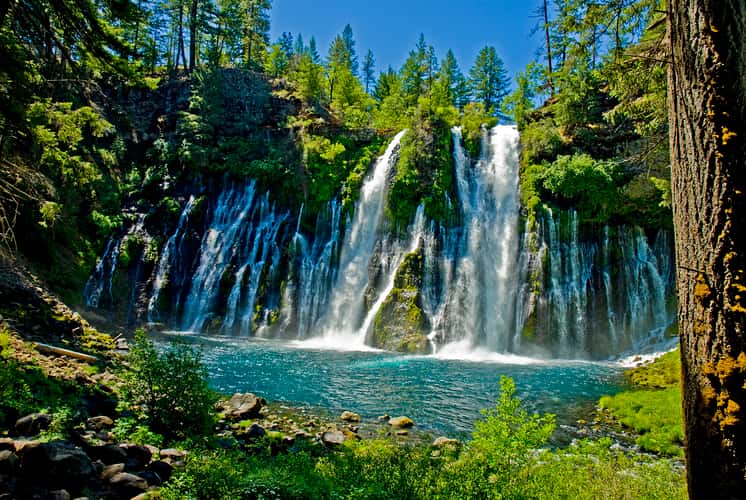A close up view of Burney Falls
