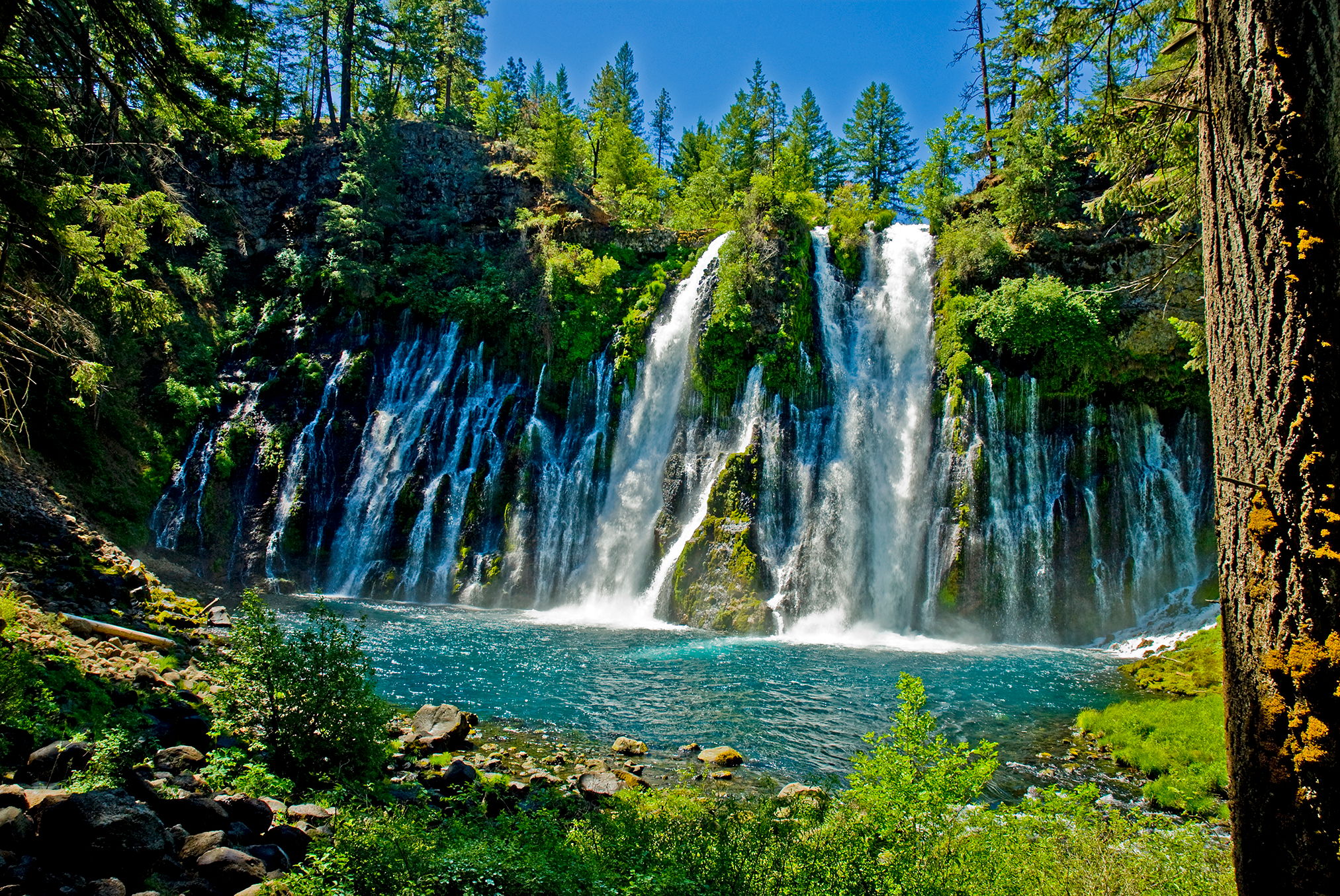 A close up view of Burney Falls, USA