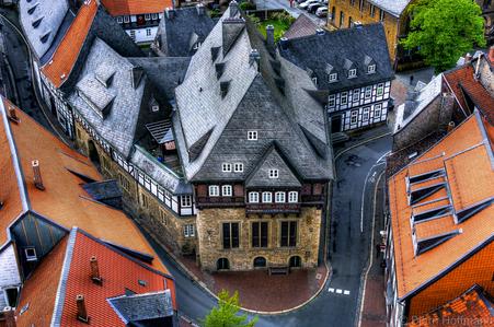 Church Tower aerial view onto Goslar Old Town