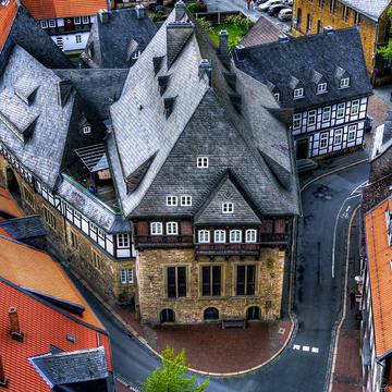 Church Tower aerial view onto Goslar Old Town, Germany