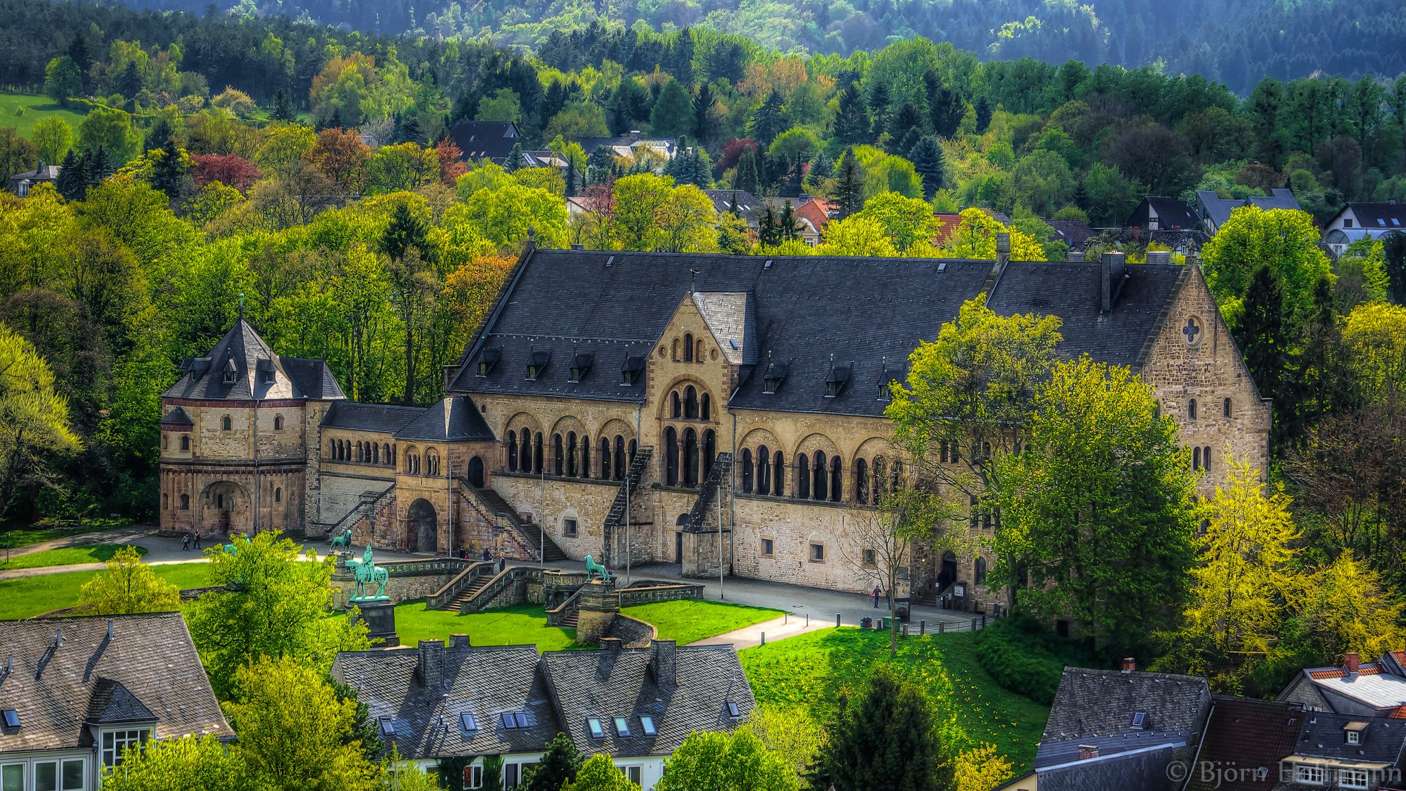 Church Tower aerial view onto Goslar Old Town, Germany