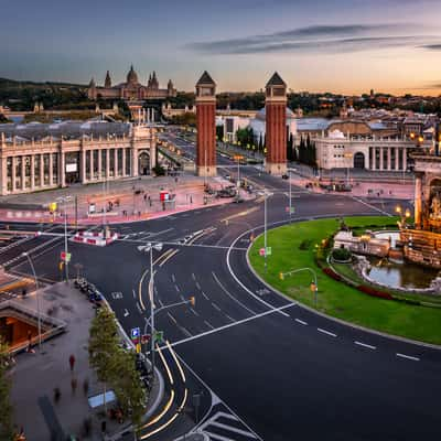 Montjuic Hill with National Art Museum of Catalonia, Barcelona, Spain